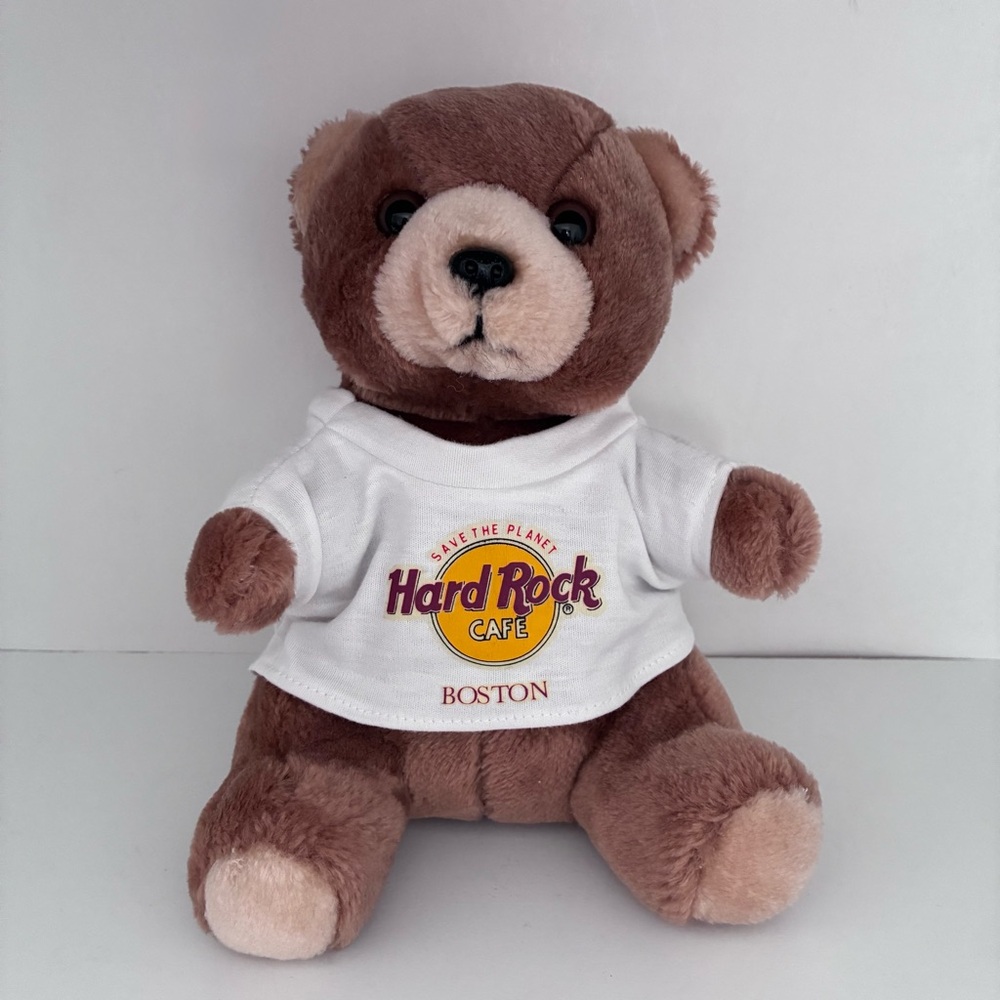 Vintage Hard Rock Cafe Boston Bear, with Tee, Brown Teddy Bear, 9 inches